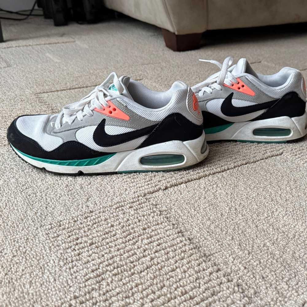 Nike Air Max Sneakers - Black, White, and Teal with Coral Accents